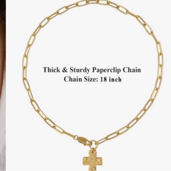 NEW 14k Gold Plated Gold Cross Pendant Necklace - Picture 2 of 5